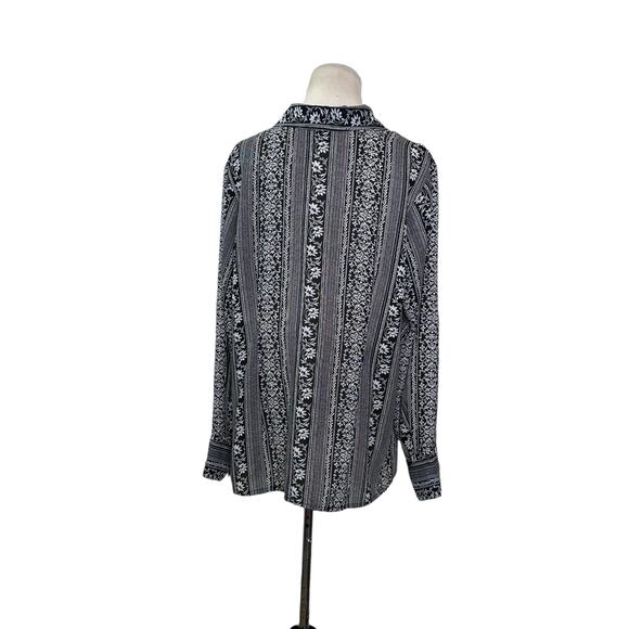LANE BRYANT Black Printed Stripes Sheer Buttoned Shirt size 14/16 - Picture 9 of 10